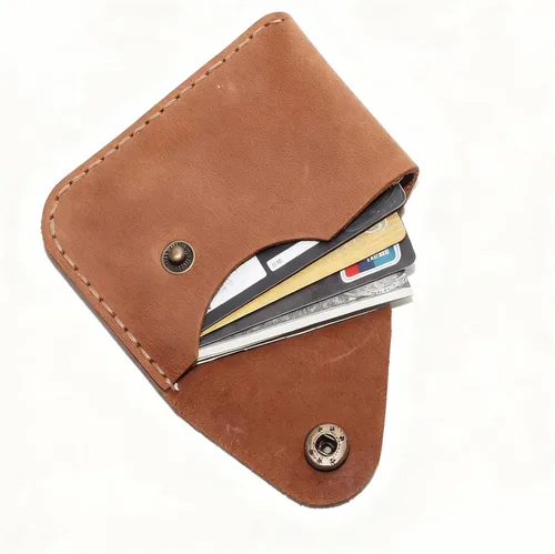 Vista 47 de Cartera organizadora de tarjetas de bolsillo frontal cosida a mano minimalista de cuero genuino para tarjetas, billetera con tarjetero pequeño, Negro