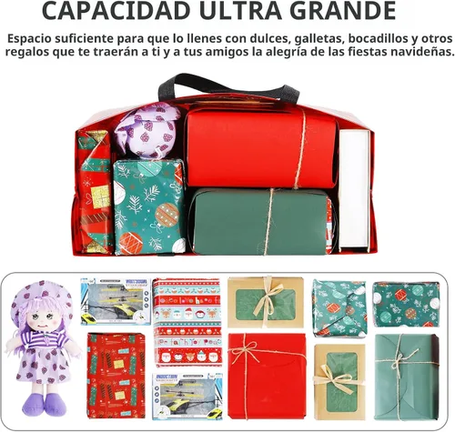 Vista 3 de YANGTE Paquete de 16 bolsas de regalo de Navidad extra grandes, bolsas reutilizables con asa, bolsas de compras de comestibles de Navidad no tejidas