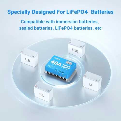 Vista 5 de Redodo Controlador de carga solar de entrada de 40 amperios MPPT 12V/24V DC con módulo Bluetooth incorporado, pantalla LCD ajustable de parámetros