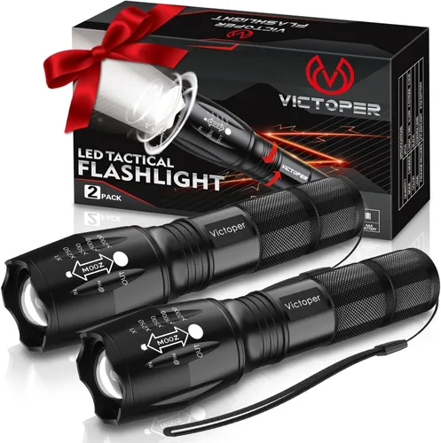 Vista 19 de Victoper Linternas LED azules, linterna táctica recargable de alto lumen y superbrillante, 5 modos, enfoque ajustable, impermeable, luces de flash