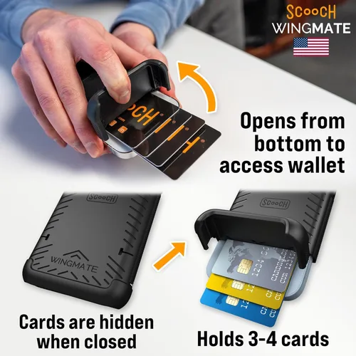 Vista 7 de Scooch Wingmate - Funda para iPhone 14 Pro con tarjetero y ranura oculta para tarjetas y protección RFID para hasta 4 tarjetas, protección contra