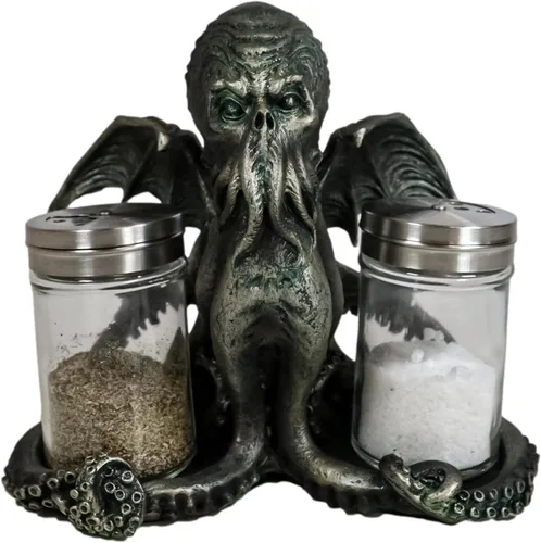 Ebros Gift Cthulhu con alas legendarias Cthulhu The Wise One Octopus Kraken Ocean Monster Salt and Pepper Shakers Holder Figurine Kitchen Dining
