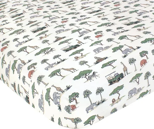 Vista 66 de Hudson Baby Sábana bajera ajustable unisex de algodón para cuna, diseño de animales de granja para niños, talla única