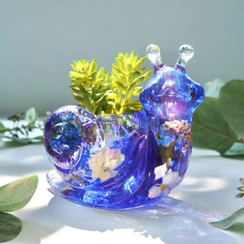 Vista 2 de LET'S RESIN Moldes de silicona de caracol para resina epoxi, moldes de resina para florero grande 3D para cemento concreto, lindo molde de resina