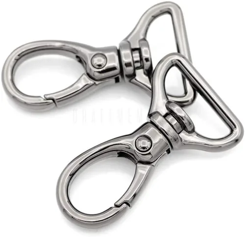 Vista 6 de CRAFTMEMORE 2 ganchos ovalados de metal resistente para puerta de empuje giratoria con cierre de langosta para llavero, accesorios para hacer Latón
