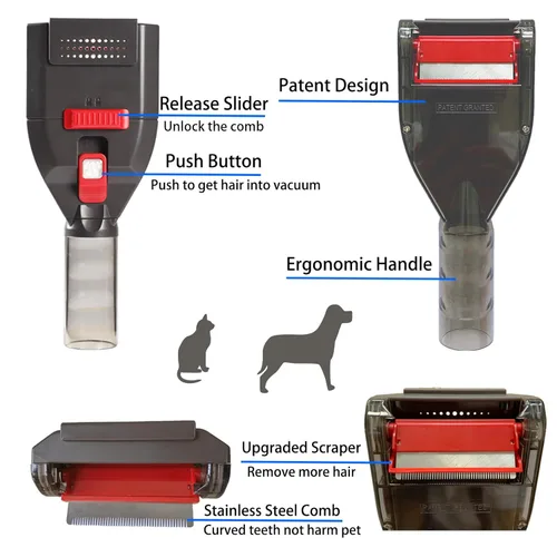 Vista 8 de Accesorio de vacío para pelo de perro para Dyson Cordless Upright Canister, herramienta de aseo para mascotas Cepillo para muda para V6 V7 V8 V10