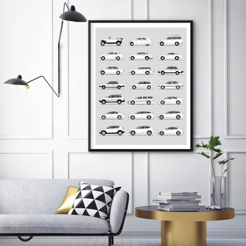 Vista 3 de Idea Network Handmade Poster compatible with Volvo Print Wall Art Handmade Decor of the Best of Volvo Generations History Evolution