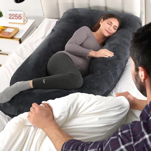 Vista 8 de BATTOP Almohadas de embarazo para dormir, almohada de maternidad de cuerpo completo para dormir de lado, soporte para espalda, piernas, vientre
