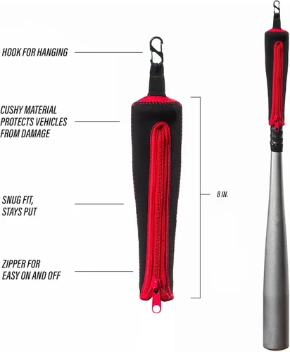 Vista 3 de Handle Cover - Baseball Bat Cover Sleeve Protects Vehicle & Bat Grip - Batting Gloves & Helmet Companion with Zippered Hook - Softball Accessory
