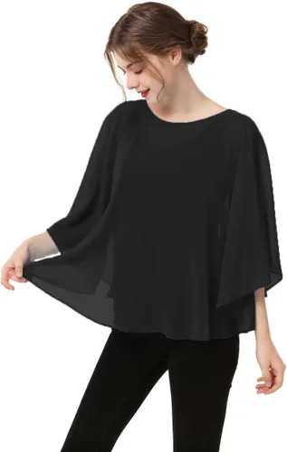 Vista 4 de Capas para mujer, chal de gasa casual, capa transparente, chal y envoltura, poncho