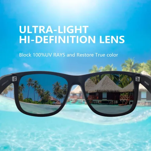 Vista 4 de MAXJULI Gafas de sol polarizadas para hombres y mujeres, gafas de sol rectangulares con protección UV 8806