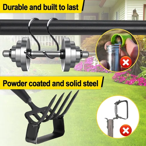 Vista 5 de Azada de jardín, azada de hula resistente, herramienta de jardín para deshierbe, azada de estribo cultivador de 62 pulgadas con mango largo