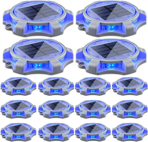 Vista 13 de SIEDiNLAR Luces solares para cubierta al aire libre, 2 modos, muelle LED, marcadores de entrada, luz impermeable para escalones, pasarela, escalera