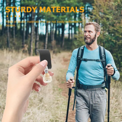 Vista 3 de Clip de bloqueo externo para bastón de trekking, hebilla de repuesto con tornillos, para senderismo, senderismo, 2 unidades, 2.08 x 0.66 x 0.51