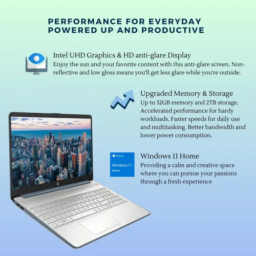 Vista 4 de HP Computadora portátil 15, pantalla HD de 15.6", procesador Intel Core i3-1115G4, 8 GB de RAM, SSD de 512 GB, Wi-Fi, HDMI, cámara web, Windows 11