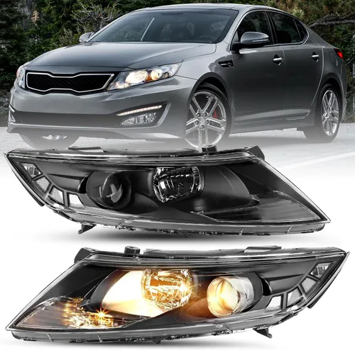 Vista 9 de SOCKIR Conjunto de faros halógenos de repuesto para Kia Optima 2011 2012 2013, carcasa negra, reflector transparente para lado del conductor