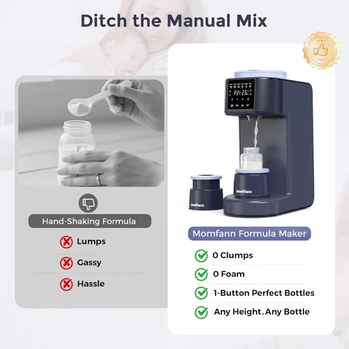 Vista 3 de MOMFANN Máquina dispensadora de fórmulas, 2 minutos de mezcla rápida para bebés, máquina automática de leche con un solo toque, 3 temperaturas