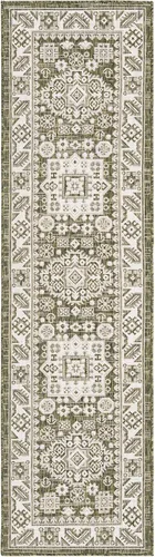 Vista 285 de Unique Loom Outdoor Aztec Collection Alfombra de área - Chalca (10 pies, redonda, azul/marfil)