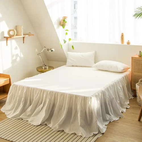 Vista 19 de Simple&Opulence - Falda de cama de lino belga con caída a medida de 14 pulgadas, con pliegues, ajuste fácil, transpirable, de lino natural premium