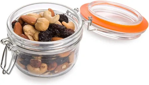 Vista 8 de Restaurantware Tarro Mason con tapa con abrazadera - Tarros Mason con tapa de gatillo - Almacena líquidos o productos secos Sirve postres, bebidas