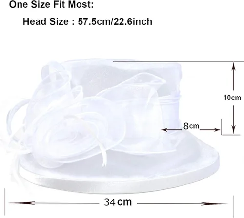 Vista 2 de Lady Church Derby - Sombrero tipo capó para fiesta de té, boda, sombrero tipo cubo, S051