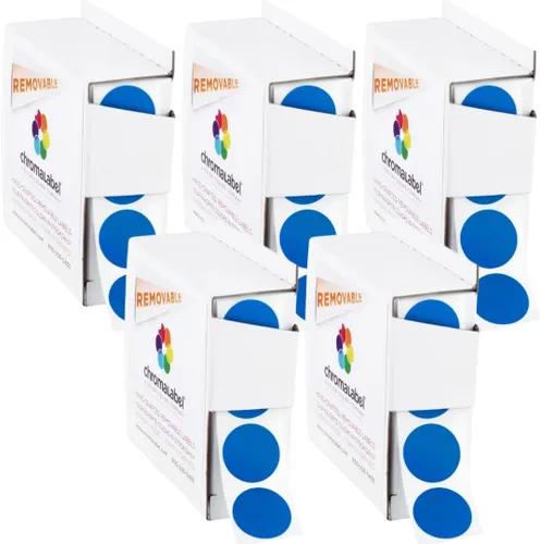 Vista 24 de ChromaLabel Puntos adhesivos extraíbles, 3/4 pulgadas amarillo, 1000/caja