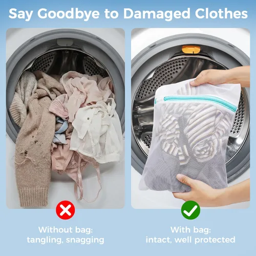 Vista 7 de BAGAIL Bolsas de lavandería de malla para lencería íntima y delicadas, 5 unidades (1XL, 2L, 2M)