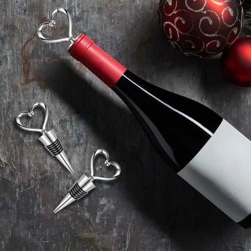 Vista 4 de Tapón de vino reutilizable con forma de corazón, tapón de botella de bebida de vino, tapa de salida de vino para vino, champán, colección de cerveza