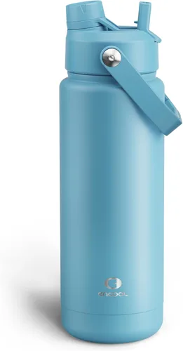 Vista 136 de Botella de agua aislada para niños con popote, botella de agua de acero inoxidable de 12 onzas con boquilla doble, a prueba de fugas, sin BPA, al