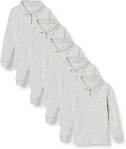Vista 3 de Amazon Essentials - Polos de manga larga con tejido de doble punto para niñas y niñas pequeñas, paquete múltiple Paquete de 5 negro