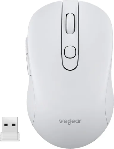 Vista 10 de Mouse inalámbrico USB para computadora portátil, Mac, mouse inalámbrico de 2.4 GHz con 6 botones, 5 niveles ajustables 4000 DPI, mouse óptico