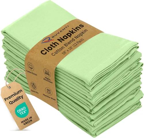 Vista 27 de Ruvanti Juego de 12 servilletas de tela de 18 x 18 pulgadas, lavables, suaves, duraderas, absorbentes, de mezcla de algodón, para hotel, almuerzo