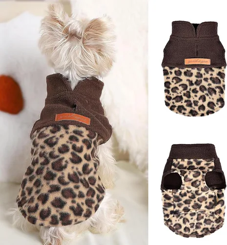 Vista 19 de Chaleco de forro polar con estampado a cuadros rojos, suéter de invierno para mascotas para perros pequeños, niños y niñas, suéter cálido