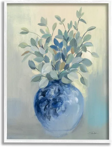 Vista 13 de Stupell Industries Wild Botanicals Plant Sprigs - Cuenco azul redondeado, diseño de Silvia Vassileva