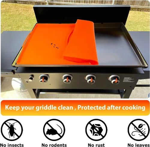 Vista 3 de Alfombrilla de silicona de 28 pulgadas para Blackstone, cubierta de parrilla de grado alimenticio resistente, protege tu plancha de roedores