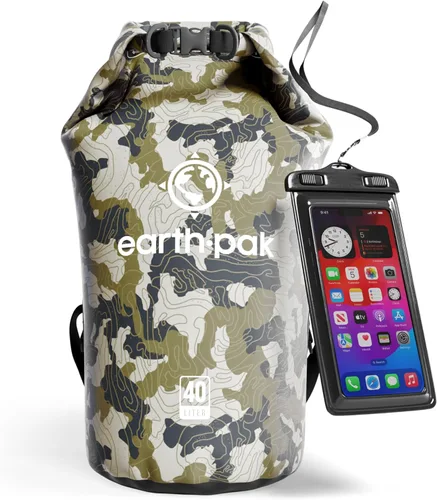 Vista 59 de Earth Pak Bolsa Seca Impermeable - Mochila Impermeable de Cierre Enrollable Superior Mantiene el Equipo Seco para Kayak con Funda Impermeable