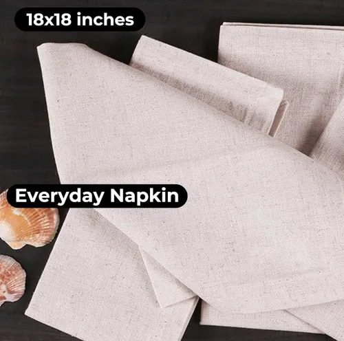 Vista 4 de Bedding Craft Juego de 12 servilletas de cena de tela de lino de linaza y algodón - 18x18 pulgadas, naturales con dobladillo, de tela reutilizable
