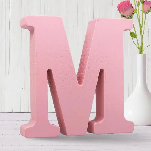 Vista 27 de AOCEAN Letras de madera rosa de 6 pulgadas sin terminar, letras de madera para pared MAGA, letras decorativas de pie en rodajas, tablero de letreros