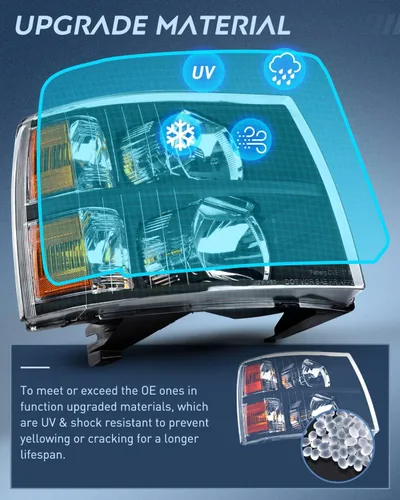 Vista 5 de Nilight Conjunto de faros para 2007 2008 2009 2010 2011 2012 2013 Silverado 1500 2007-2014 Silverado 2500HD 3500HD Faros de repuesto Carcasa negra
