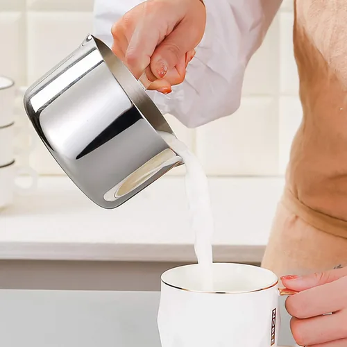 Vista 9 de Luxshiny Cacerola de acero inoxidable con dos lados para verter boquilla de leche 2.7 fl oz, calentador de mantequilla de leche, mini olla de cocina