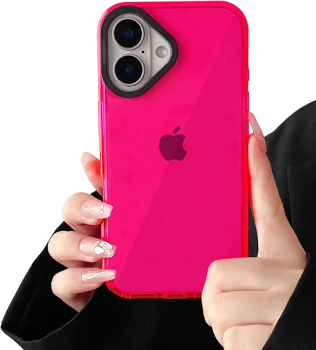 Vista 5 de FABSPARK Para iPhone 16,Neon Clear Bumper Case,Negro