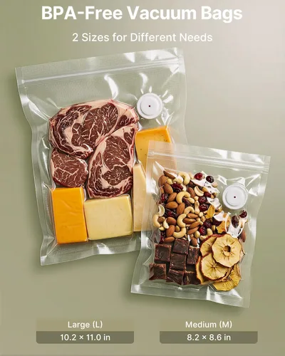 Vista 8 de FEPPO Compact Vacuum Sealer for Food (Vacuum Sealer Machine + 3 Containers + 10 Reusable Bags), Anti-Overflow Powerful Portable Handheld Food