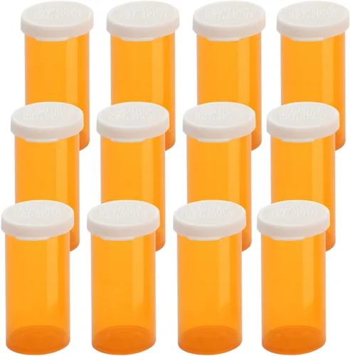 Vista 8 de Botellas vacías de plástico para píldoras con tapas fáciles de abrir (no son resistentes a los niños), frascos de medicamentos recetados