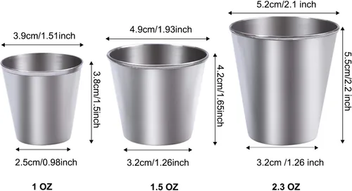 Vista 4 de Ruisita Vasos de chupito de acero inoxidable 12 vasos de chupito de acero inoxidable (1 onza/1.0 fl oz)