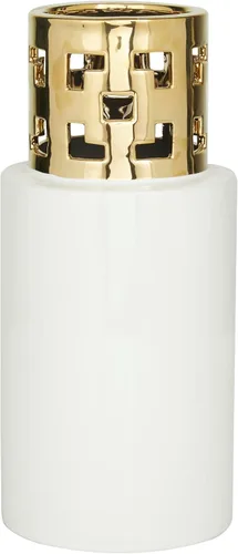 CosmoLiving by Cosmopolitan Jarrón decorativo de cerámica con detalles dorados recortados, florero para decoración del hogar, 5 x 5 x 12 pulgadas,