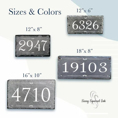 Vista 2 de Ink - Placa de dirección de piedra pizarra personalizada, letreros de dirección para casas, letrero personalizado para casa, número de casa al aire