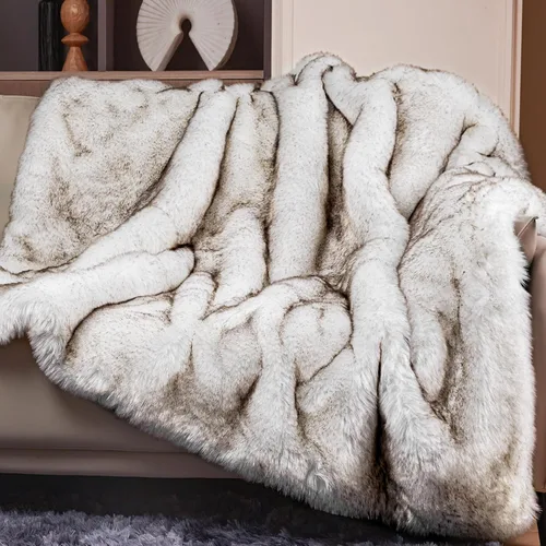 Vista 10 de Touchat Lujo Manta de pelo sintético de 1000GSM, manta súper gruesa, cálida, acogedora, pesada para sofá, cama, elegante manta reversible de visón
