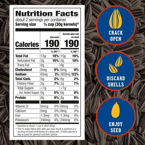 Vista 2 de DAVID Semillas de girasol jumbo, sabor original, 5.25 onzas