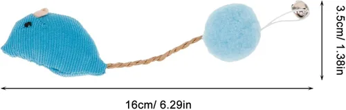 Vista 2 de 6pcs Plush Mouse Cat with Bells Interactive Teasing Plaything for Indoor Cats Kitten Chewing Exercise Replacement Scratch Treat