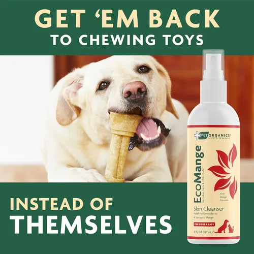 Vista 8 de EcoMange Mange Relief for Dogs & Cats - Alivio de la picazón de gatos y perros, 8 onzas, spray sarcóptico y demodéctico para ácaros - Extracto